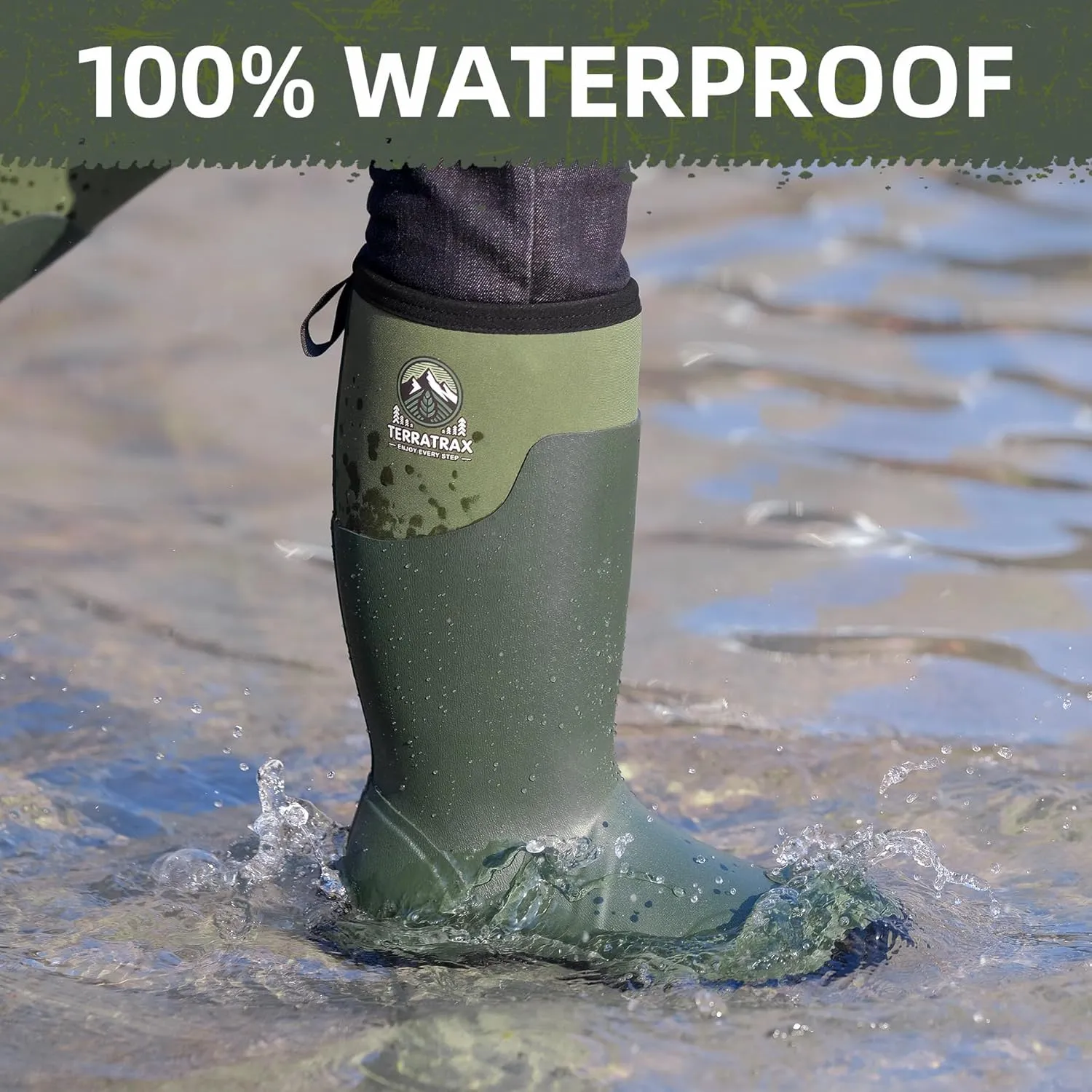 Men's Waterproof Insulated Rubber Hunting Boots  6mm Neoprene Rain Boots for Outdoor Work, Fishing, Farming & Gardening