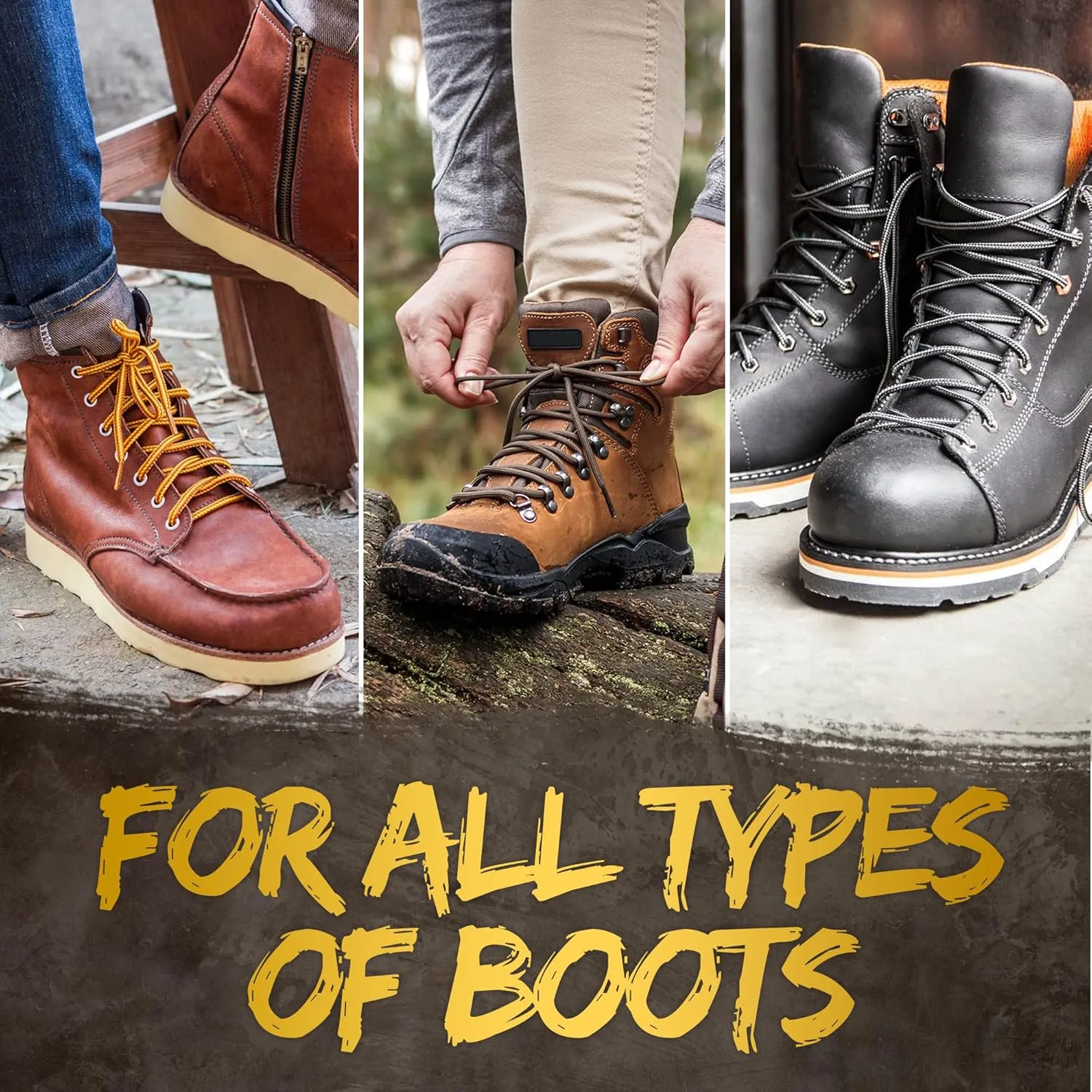 Miscly Round Boot Laces [1 Pair] Heavy Duty and Durable Shoelaces for Boots, Work Boots & Hiking Shoes