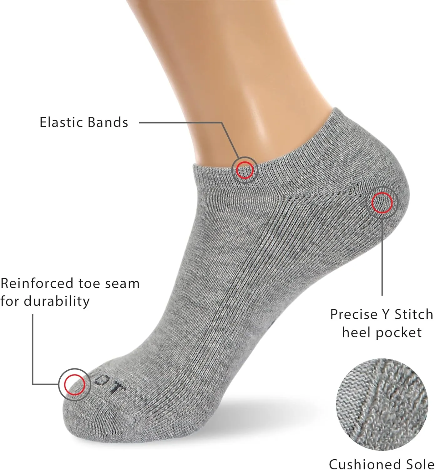 MONFOOT Men's/Women's 4-10 Pairs Cotton Cushion Low Cut Ankle Socks, Multipack