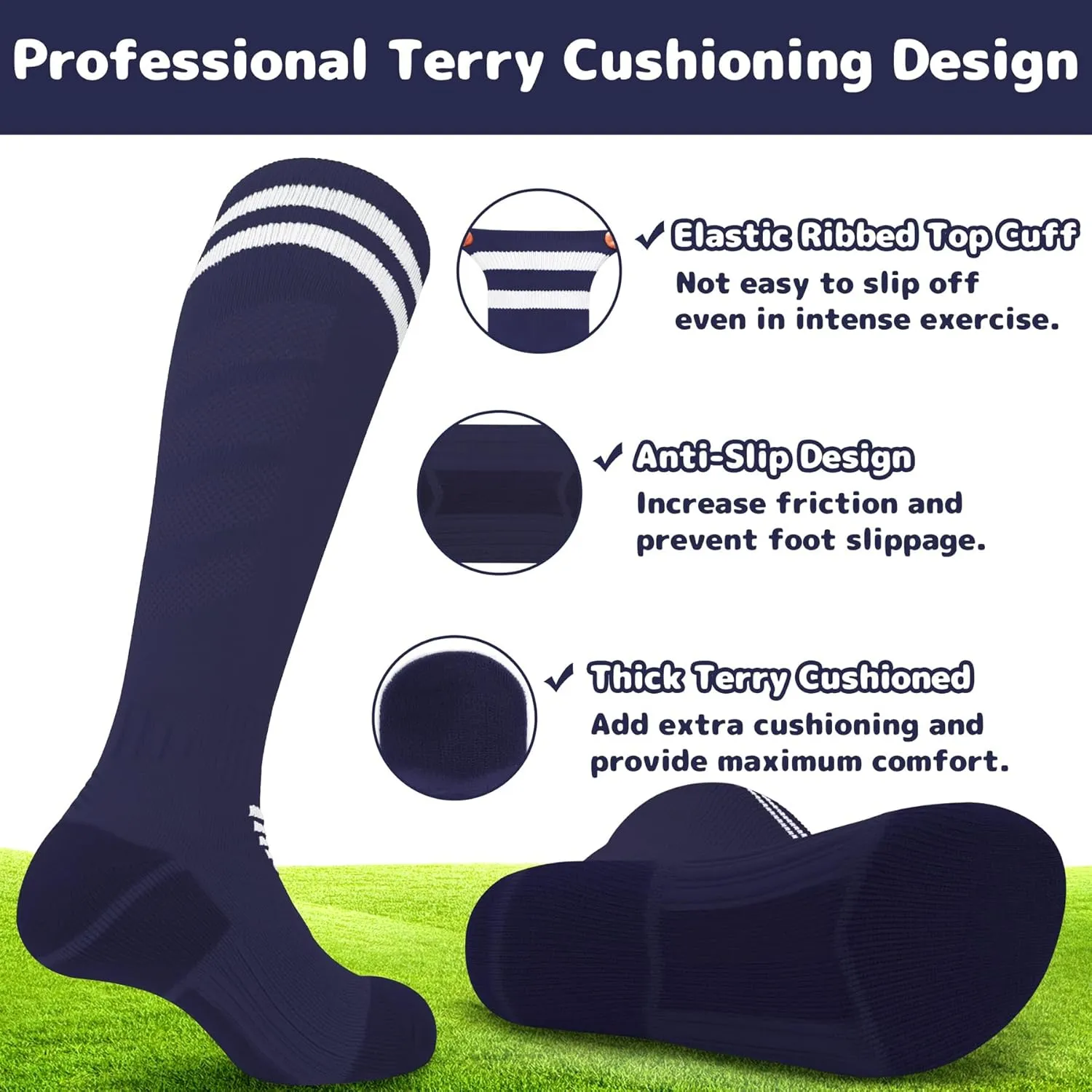 Olreco 2 Pack Adult Youth Kids Soccer Socks for Girls Boys Baseball Socks Men Women Team Sport Softball Football Accessories