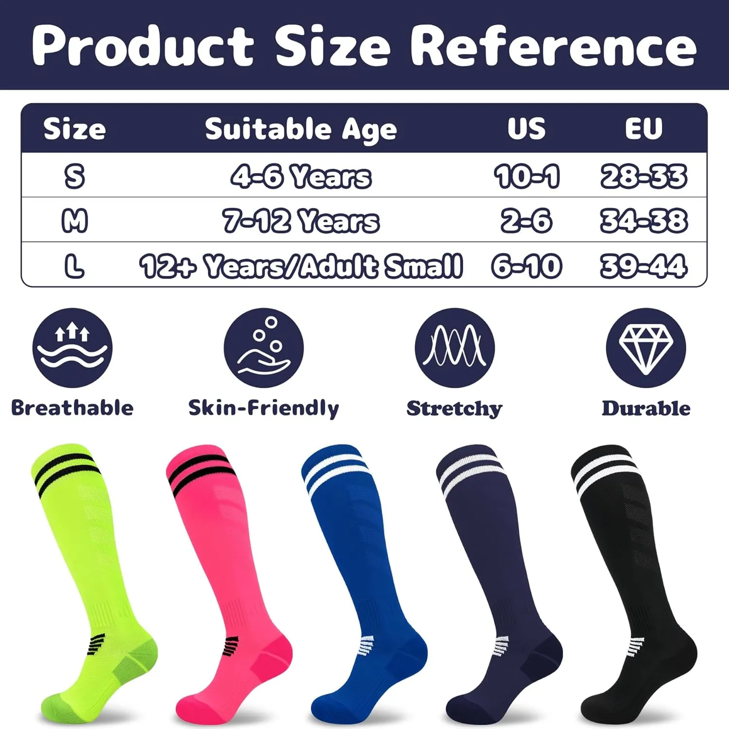 Olreco 2 Pack Adult Youth Kids Soccer Socks for Girls Boys Baseball Socks Men Women Team Sport Softball Football Accessories