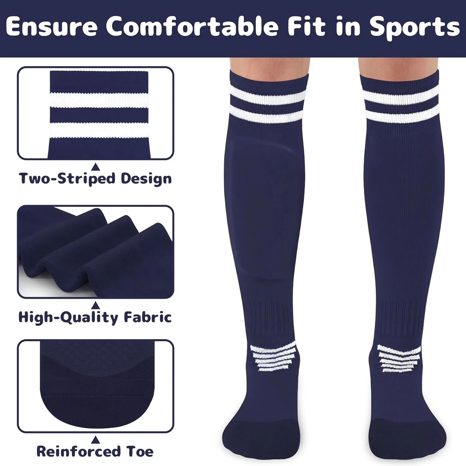 Olreco 2 Pack Adult Youth Kids Soccer Socks for Girls Boys Baseball Socks Men Women Team Sport Softball Football Accessories