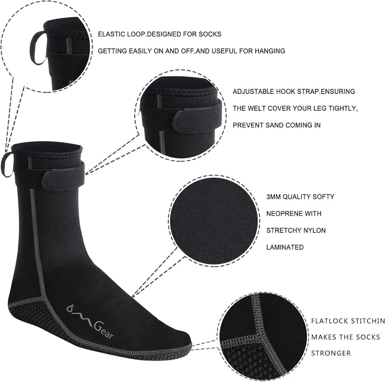 OMGear Water Socks Neoprene Socks Beach Booties 3mm 5mm Anti-Slip Wetsuit Footwear Fin Swim Sand Proof Socks