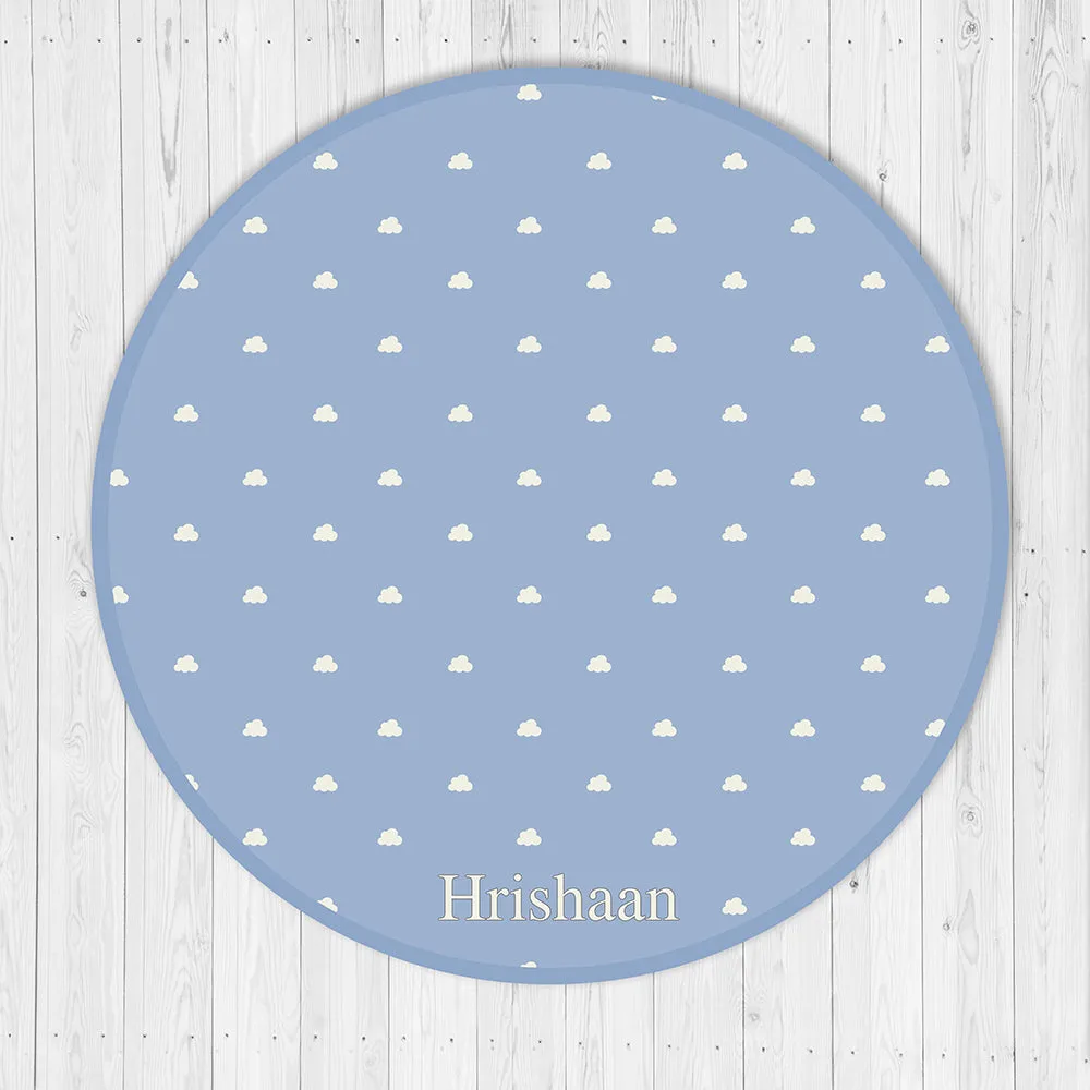 Organic Cushioned Playmat- Clouds (Blue)