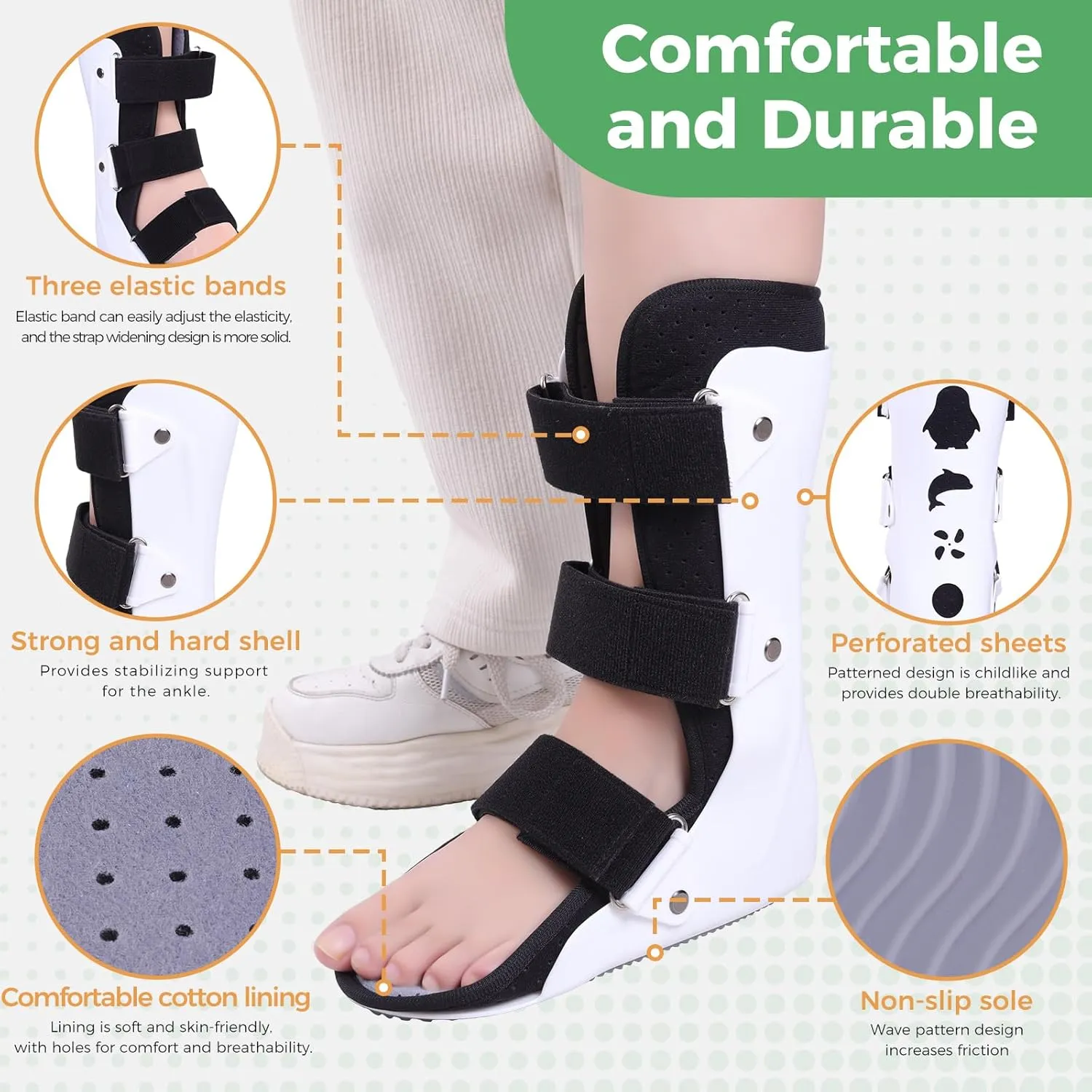 Pediatric Walking Boot For Kids,Fracture Boot for Kids, Orthopedic Support Shoe for Youth Ankle Break Injury, Kid's Stress Metatarsal Bone Fracture, Broken Foot or Toe Recovery Cast, Right(S)