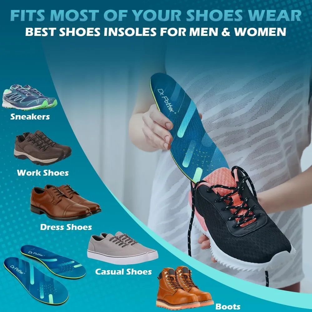 Plantar Fasciitis Insoles, 220 lbs Heavy Duty High Arch Support Inserts, Comfort Orthotics Insoles for Flat Feet and Foot Pain Relief, Work Boot Insoles for Men Women (295MM)