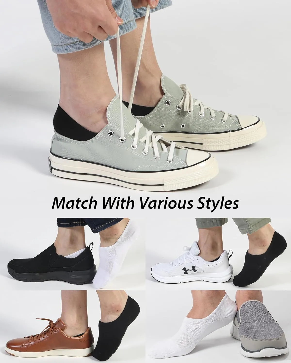 Pro Mountain No Show Socks Wide Toe Box For Health Bunion Unisex Size S to X-Large Cotton Cushion Footies