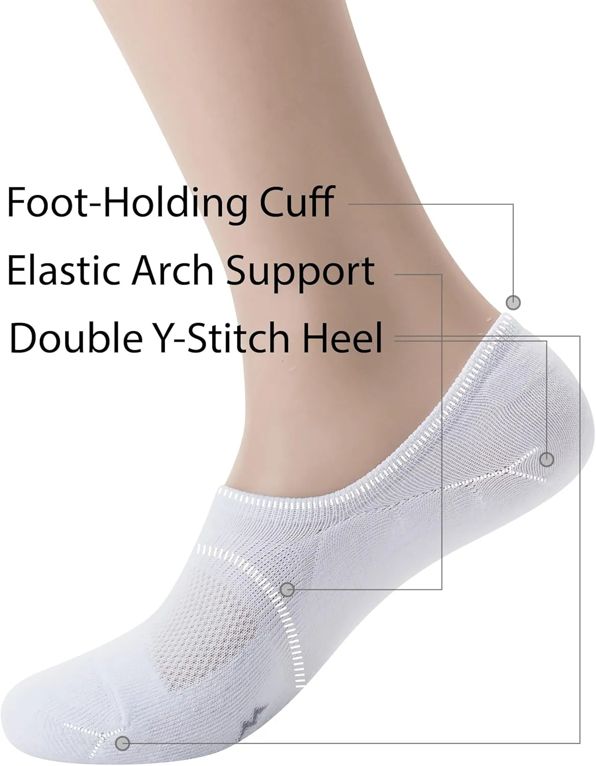 Pro Mountain No Show Socks Wide Toe Box For Health Bunion Unisex Size S to X-Large Cotton Cushion Footies