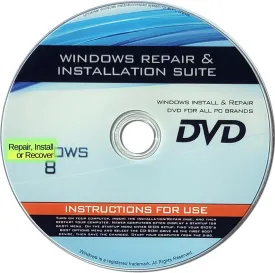 Recovery, Repair & Re-install disc compatible with Win 8 32/64 bit