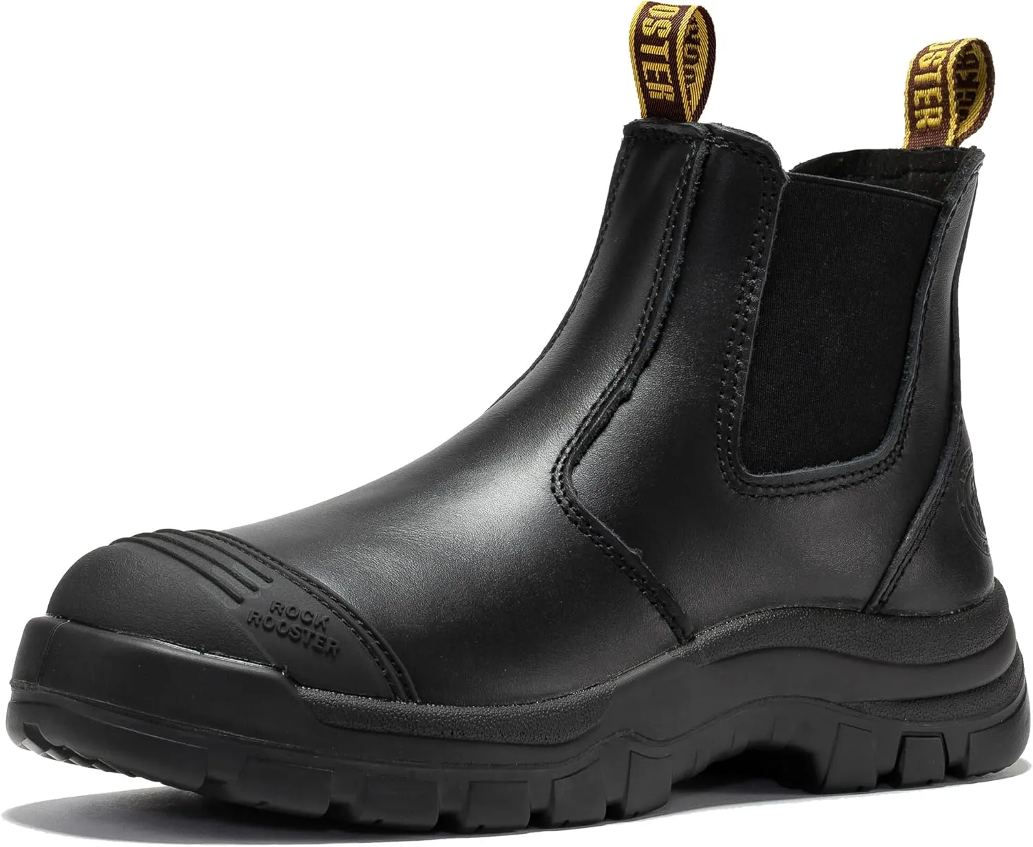 ROCKROOSTER Gammon Men's Slip On Work Boots, 6" Steel Toe Chelsea Work Boots, Toe Cap Oiled Leather Rubber Boots, Arch Support, Coolmax, Comfortable, ASTM F2413-18 Electrical Hazard EH, AK224ST