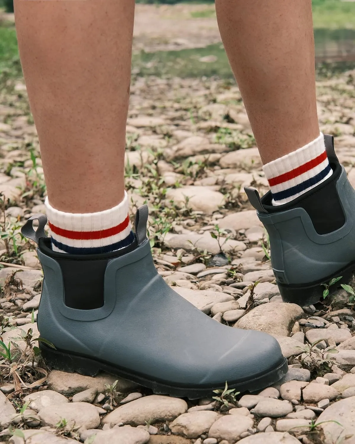 Short Rain Boots for Women, Waterproof Garden Shoes Chelsea Rainboots for Women, 4mm Neoprene Rain Boots, Work, Anti-slip Garden Shoes (Size 5-10)
