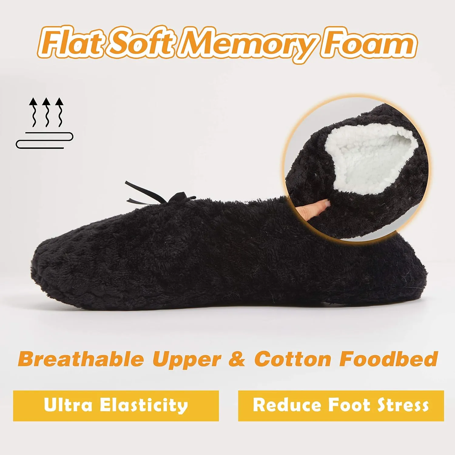 Soft Slipper Socks Warm Cozy Fuzzy Sleeper Non-Slip Sole Lined Socks for Women Home Spa Hotel