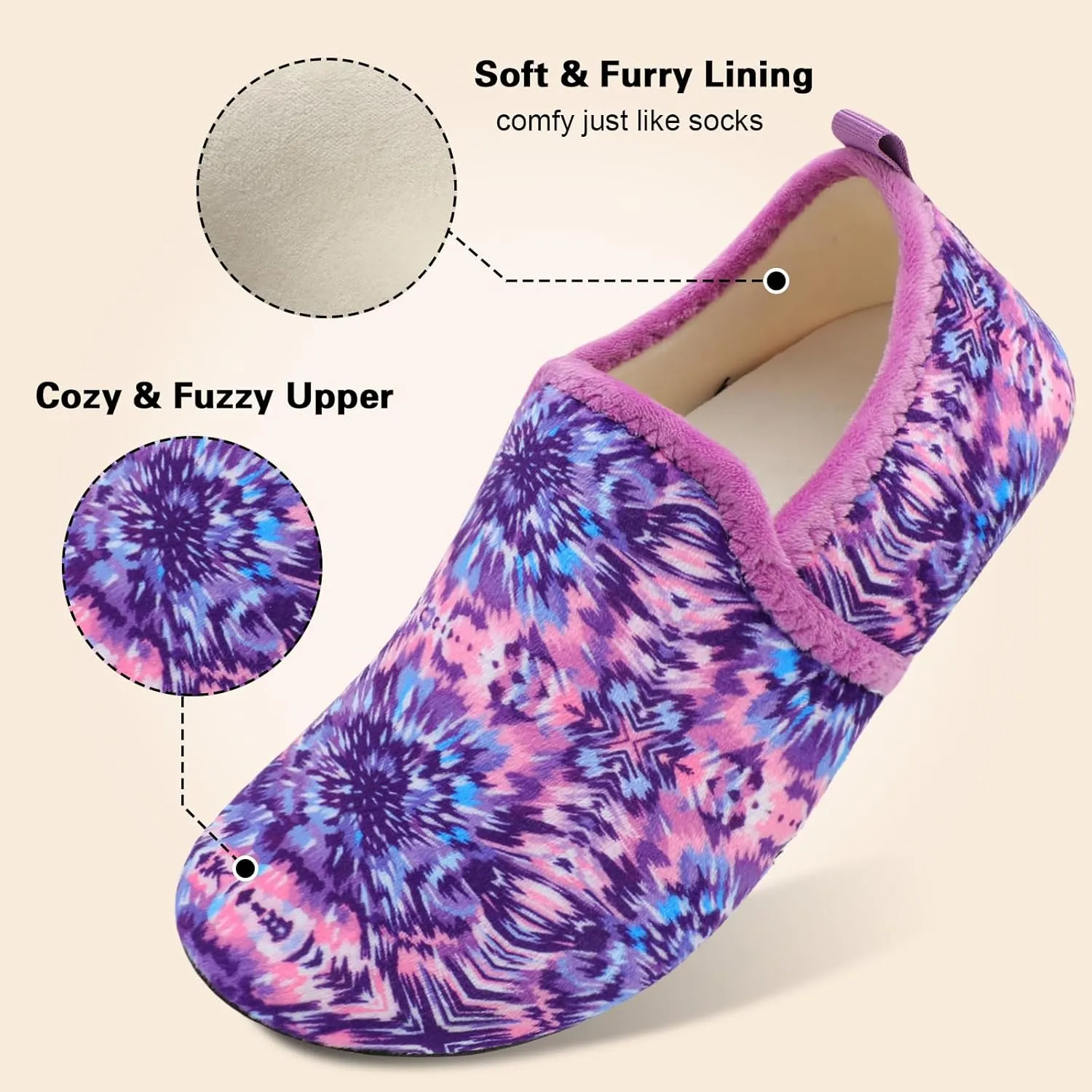 Spesoul Slippers for Women Men Furry Indoor House Shoes Soft Rubber Sole Slipper Socks Slip On House Slippers for Bedroom Home Office Travel Yoga