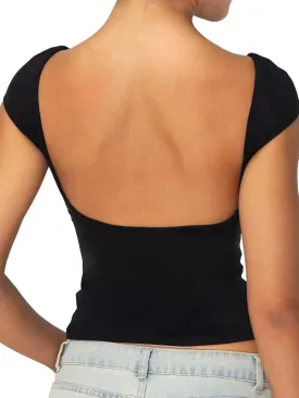 Sunzel Open Back Tops for Women Sexy Going Out Top Double Lined Backless Shirt Y2K Crop Basic Tee Shirts for Casual Workout