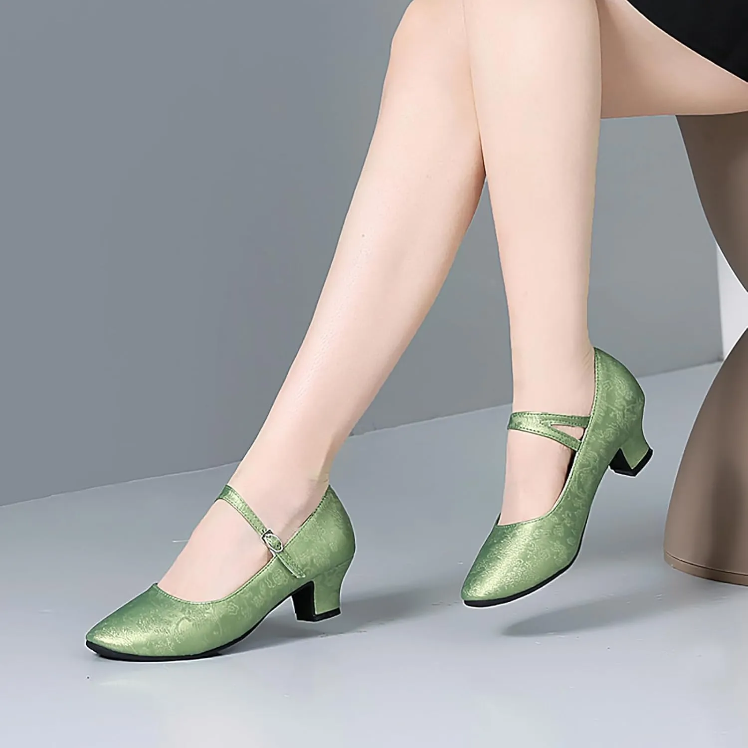 SWDZM Women's Ballroom Latin Dance Shoes Closed Toe Comfortable Low Heel Dress Shoes