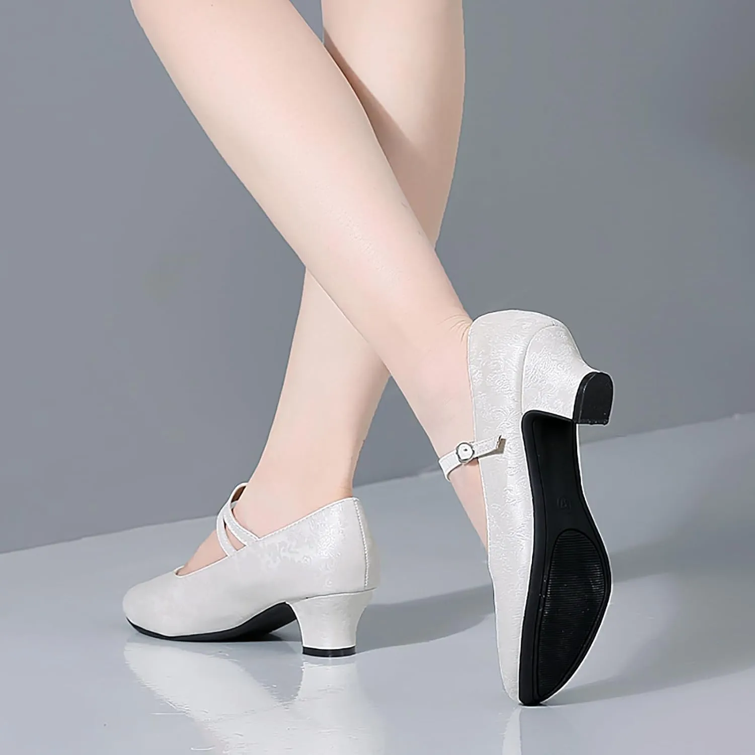 SWDZM Women's Ballroom Latin Dance Shoes Closed Toe Comfortable Low Heel Dress Shoes