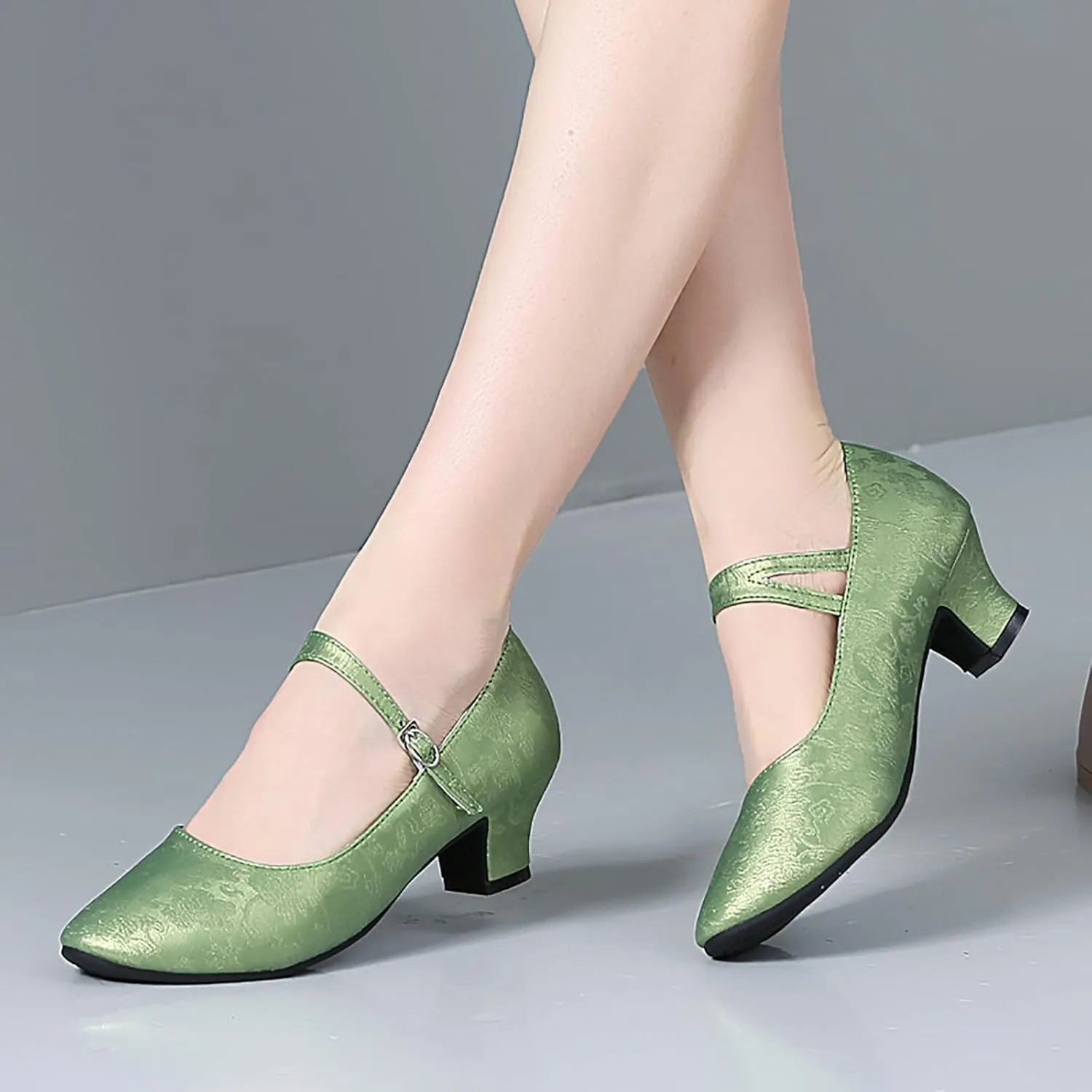 SWDZM Women's Ballroom Latin Dance Shoes Closed Toe Comfortable Low Heel Dress Shoes