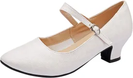 SWDZM Women's Ballroom Latin Dance Shoes Closed Toe Comfortable Low Heel Dress Shoes