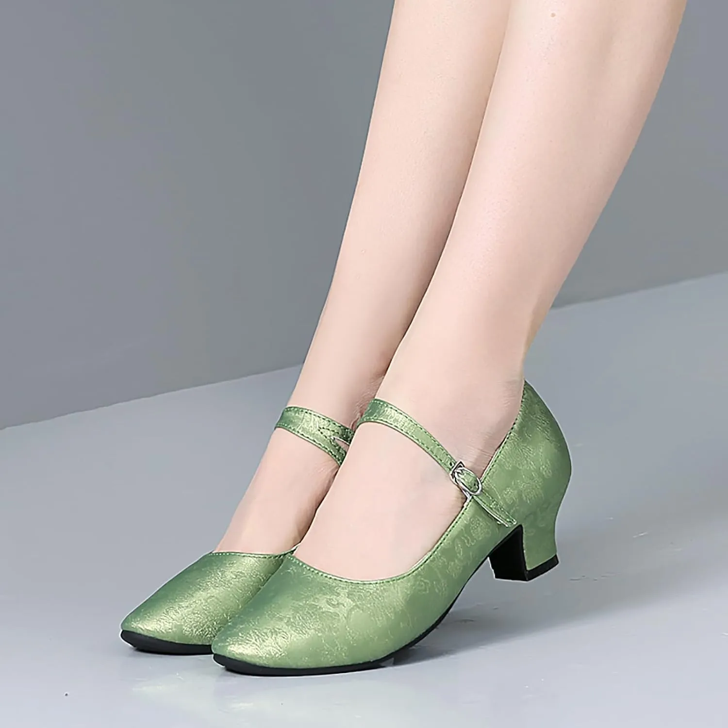 SWDZM Women's Ballroom Latin Dance Shoes Closed Toe Comfortable Low Heel Dress Shoes