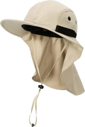 Tirrinia Neck Flap Sun Hat with Wide Brim,UPF 50  Hiking Safari Fishing Caps for Men Women, Ideal for Outdoor