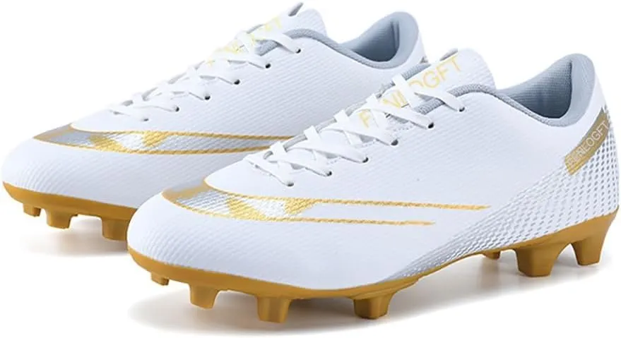 Unisex Sizes Leather Soccer Cleats with Lace-Up for Training Firm Ground & Turf - Men, Women, Boys & Girls American Football Shoes Boot
