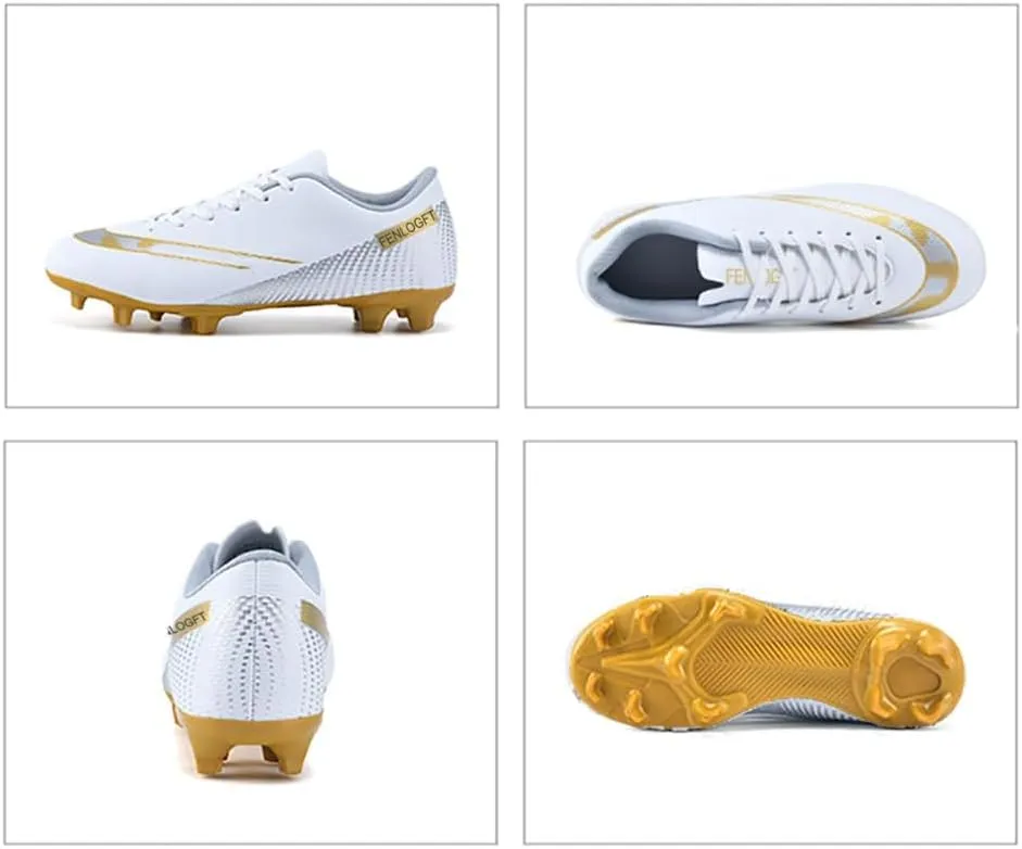 Unisex Sizes Leather Soccer Cleats with Lace-Up for Training Firm Ground & Turf - Men, Women, Boys & Girls American Football Shoes Boot