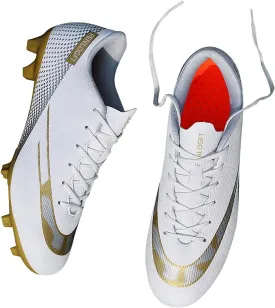 Unisex Sizes Leather Soccer Cleats with Lace-Up for Training Firm Ground & Turf - Men, Women, Boys & Girls American Football Shoes Boot