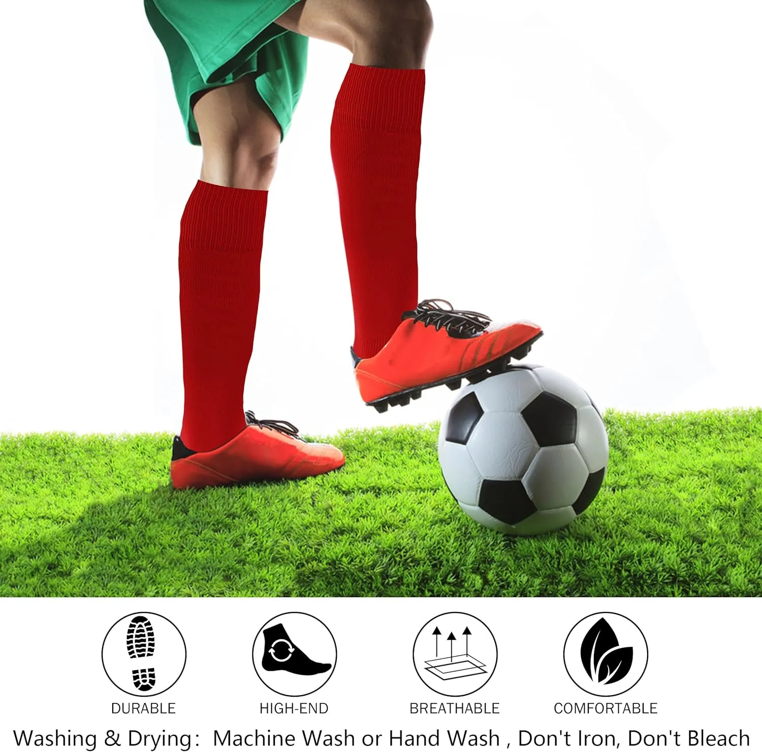 Unisex Soccer Socks, Knee High Solid Baseball Football Sports Team Socks