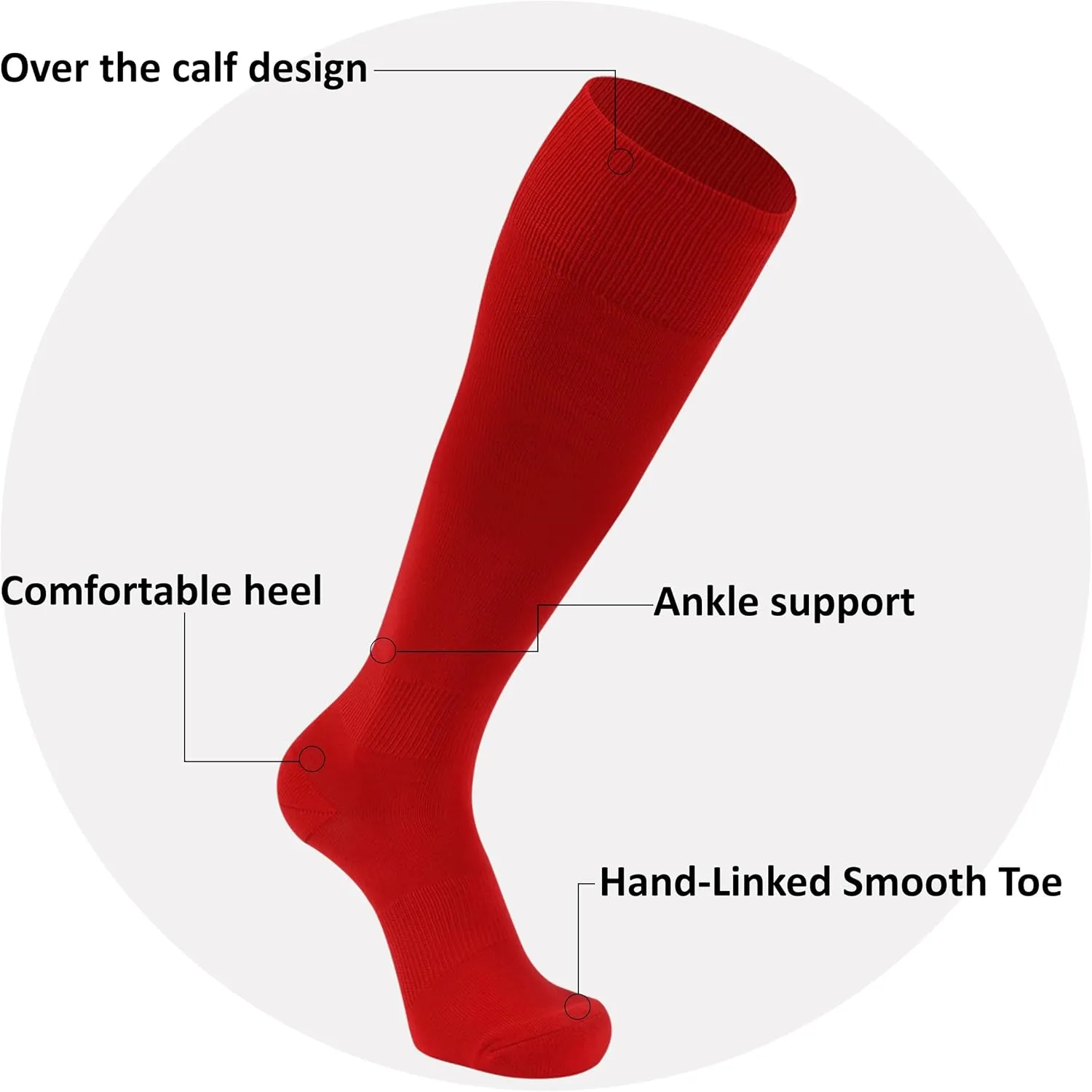 Unisex Soccer Socks, Knee High Solid Baseball Football Sports Team Socks
