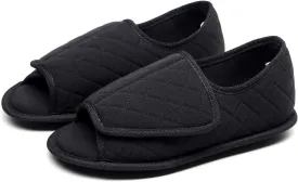 Urbancolor Women Adjustable Indoor Slippers Memory Foam House Shoes Open Toe Diabetic Slipper Arthritis Edema Extra Wide Shoes