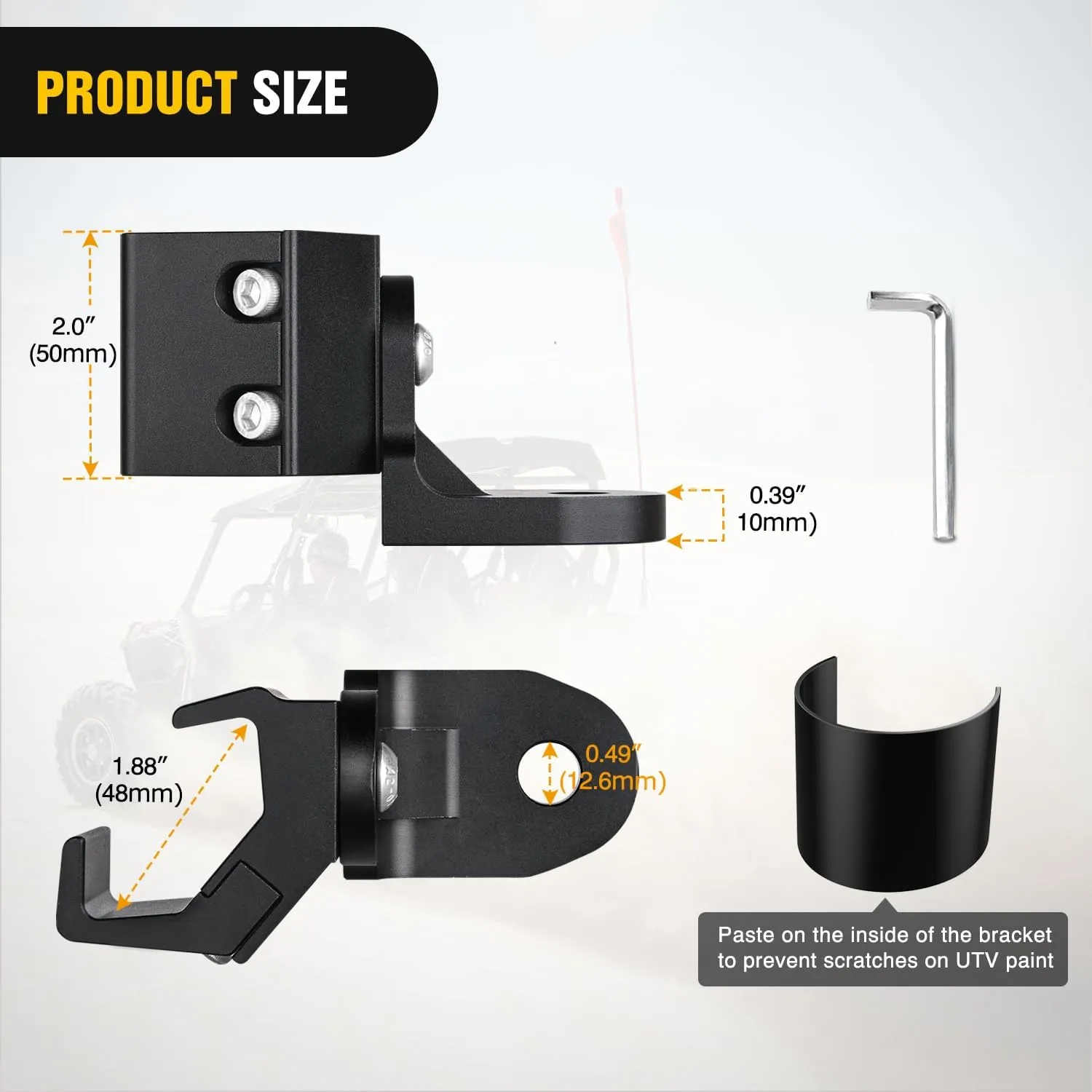 UTV Whip Light Flag Antenna Mount Bracket Adjustable
