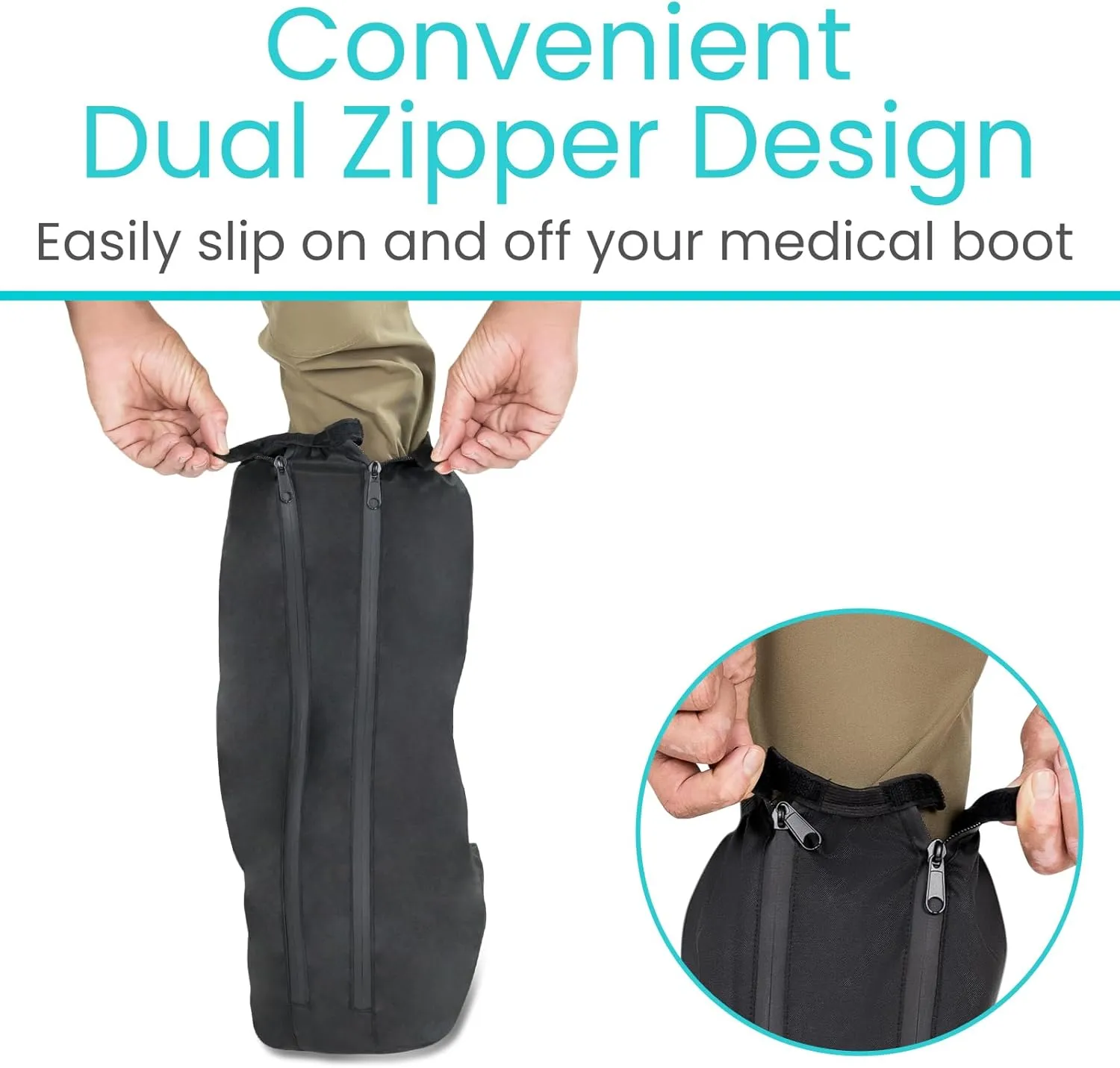Vive Walking Boot Cover Waterproof - for Medical Orthopedic Brace & Cast, Fractured Foot Accessories - Prevents Moisture, for Outdoor, Rain, Snow Protection - Non-Slip, Adjustable