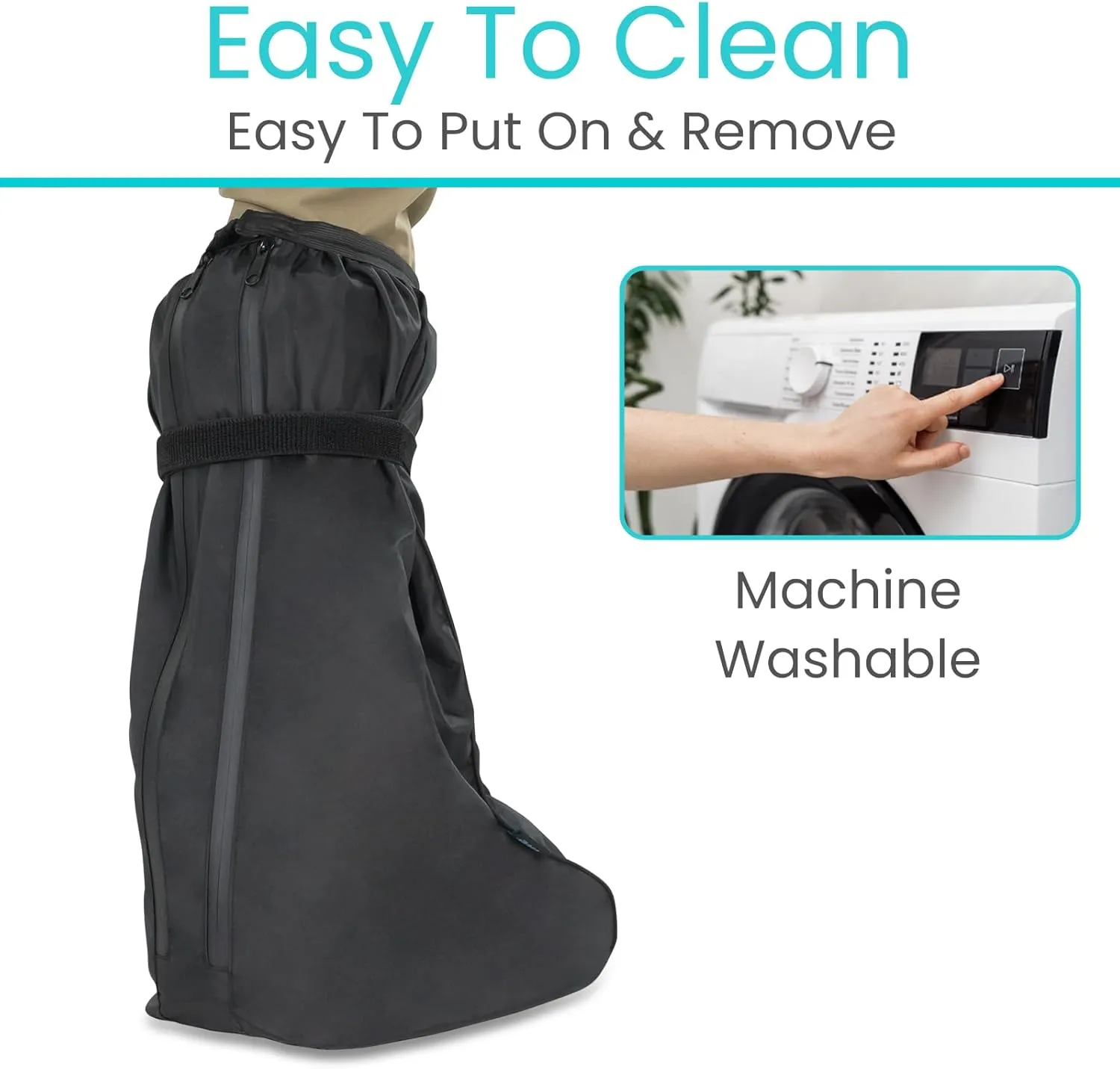 Vive Walking Boot Cover Waterproof - for Medical Orthopedic Brace & Cast, Fractured Foot Accessories - Prevents Moisture, for Outdoor, Rain, Snow Protection - Non-Slip, Adjustable