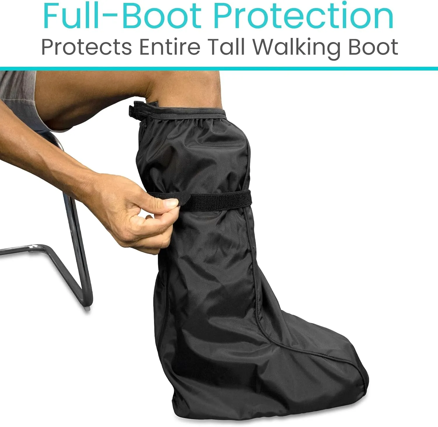 Vive Walking Boot Cover Waterproof - for Medical Orthopedic Brace & Cast, Fractured Foot Accessories - Prevents Moisture, for Outdoor, Rain, Snow Protection - Non-Slip, Adjustable