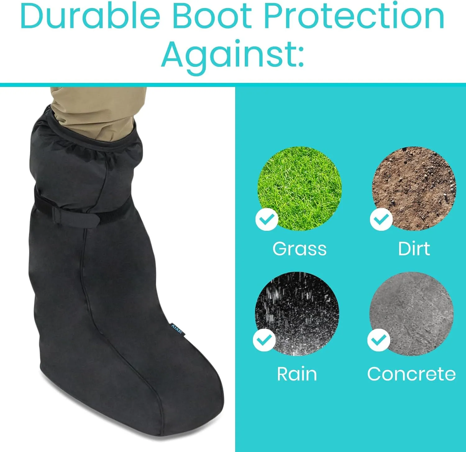 Vive Walking Boot Cover Waterproof - for Medical Orthopedic Brace & Cast, Fractured Foot Accessories - Prevents Moisture, for Outdoor, Rain, Snow Protection - Non-Slip, Adjustable