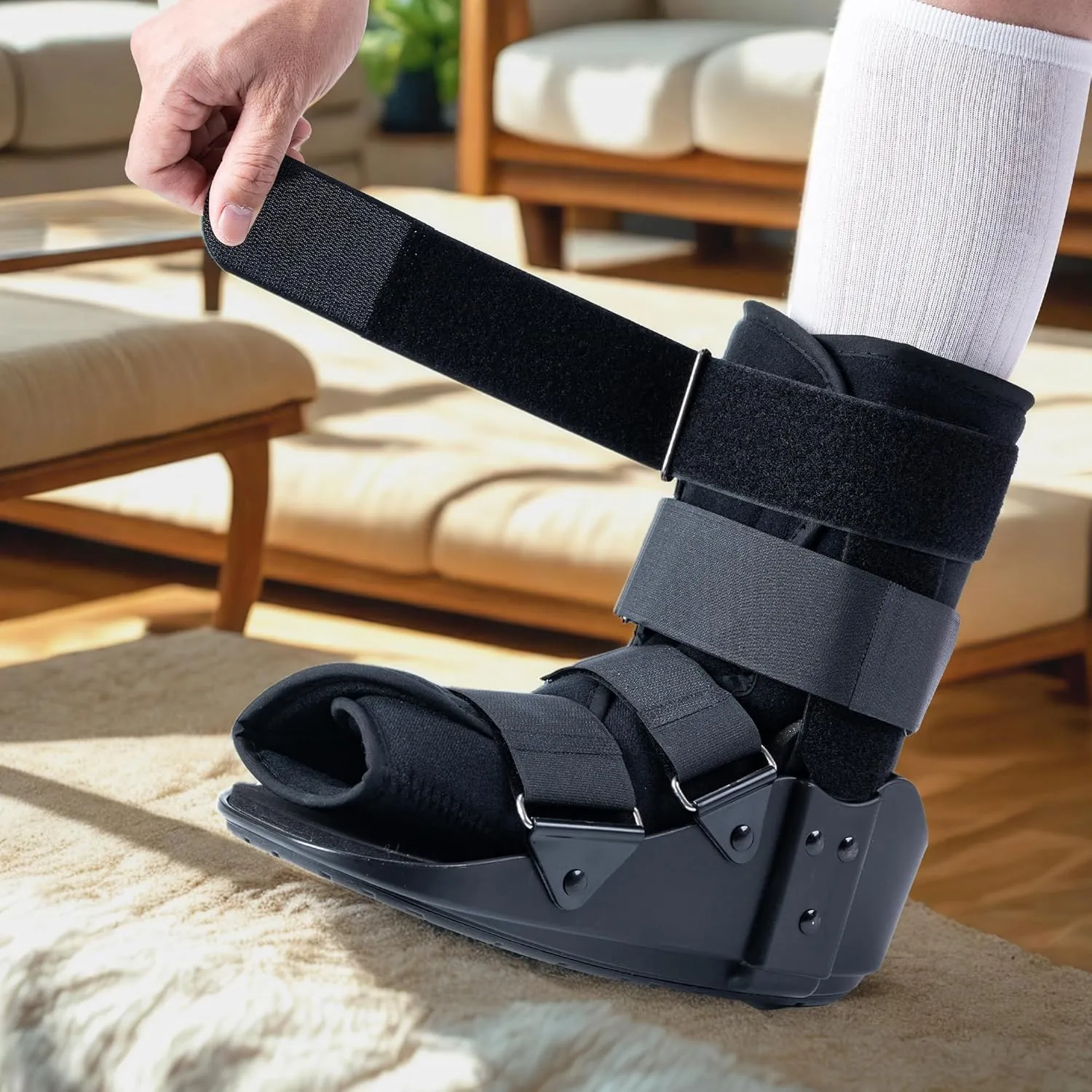 Walking Boot, Orthopedic Boot Fracture Boot for Sprained Ankle, Broken Foot, Achilles Tendonitis, Medium, Black