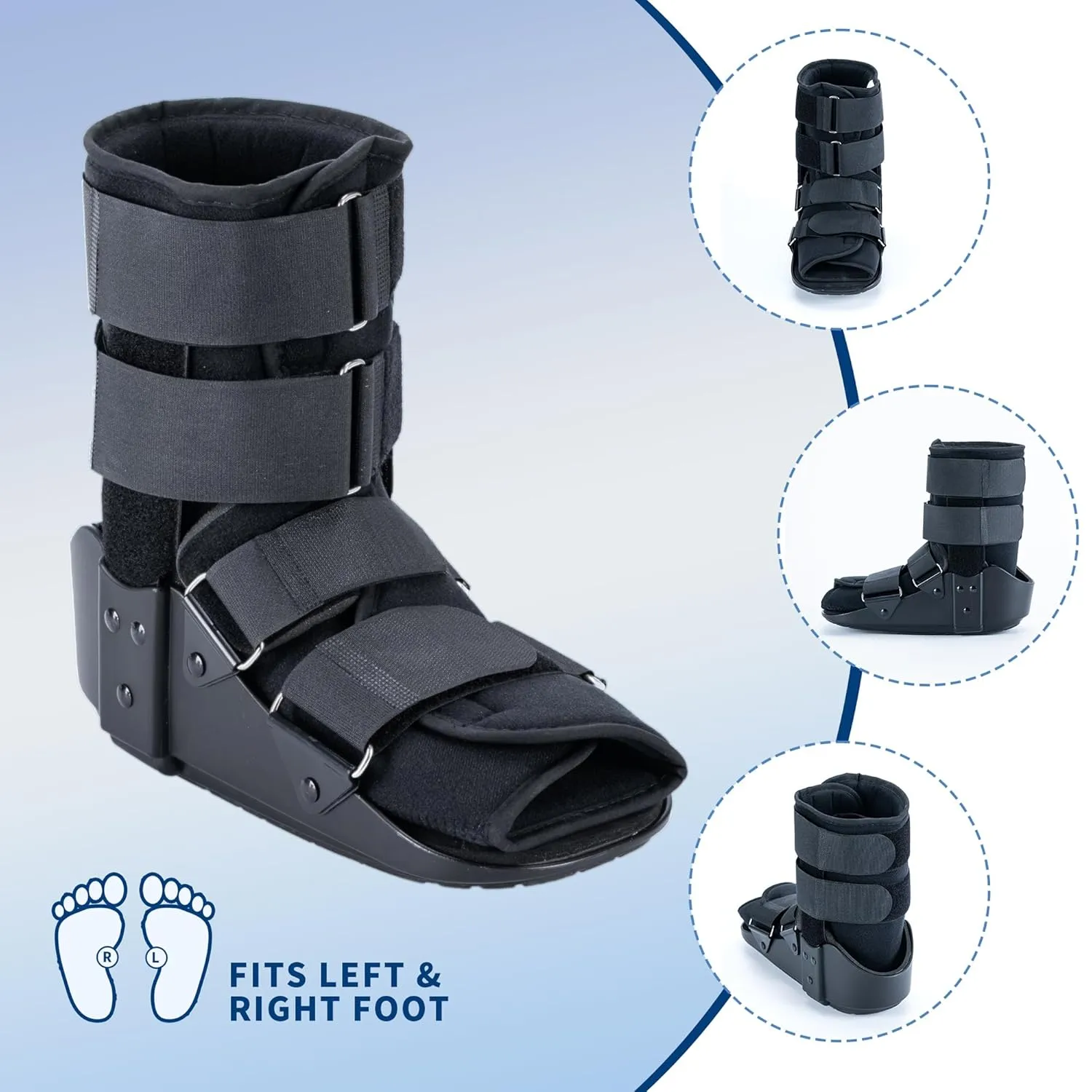 Walking Boot, Orthopedic Boot Fracture Boot for Sprained Ankle, Broken Foot, Achilles Tendonitis, Medium, Black