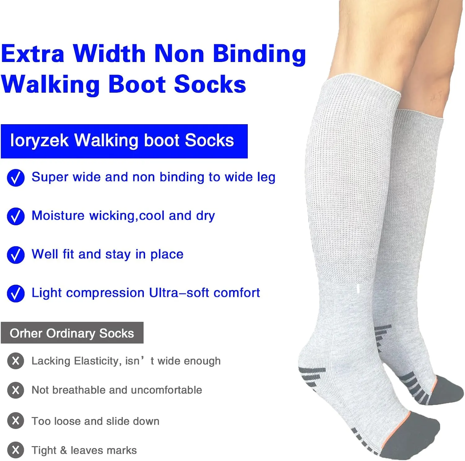 Walking Boot Socks air Cam Walker Cast Socks 2 Pairs Fracture Boot Brace Sock Surgical Orthopedics Sock for Men Women