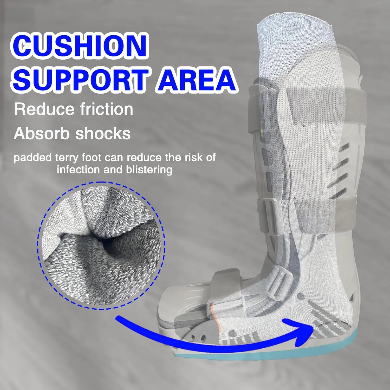 Walking Boot Socks air Cam Walker Cast Socks 2 Pairs Fracture Boot Brace Sock Surgical Orthopedics Sock for Men Women