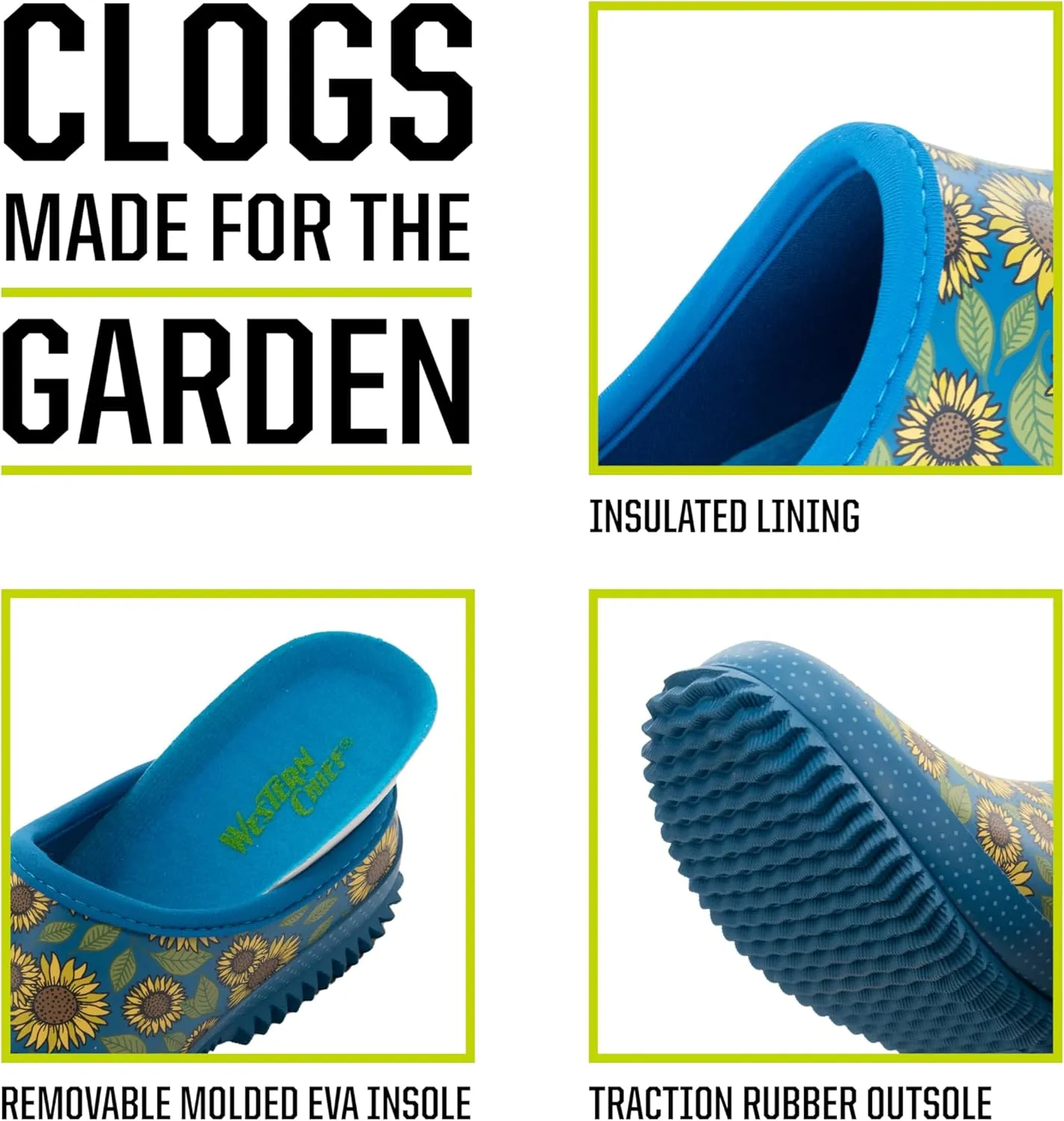 Western Chief Womens Waterproof Clog with Neoprene Lining and Rubber Outsole - Perfect for Garden and Outdoor Wear