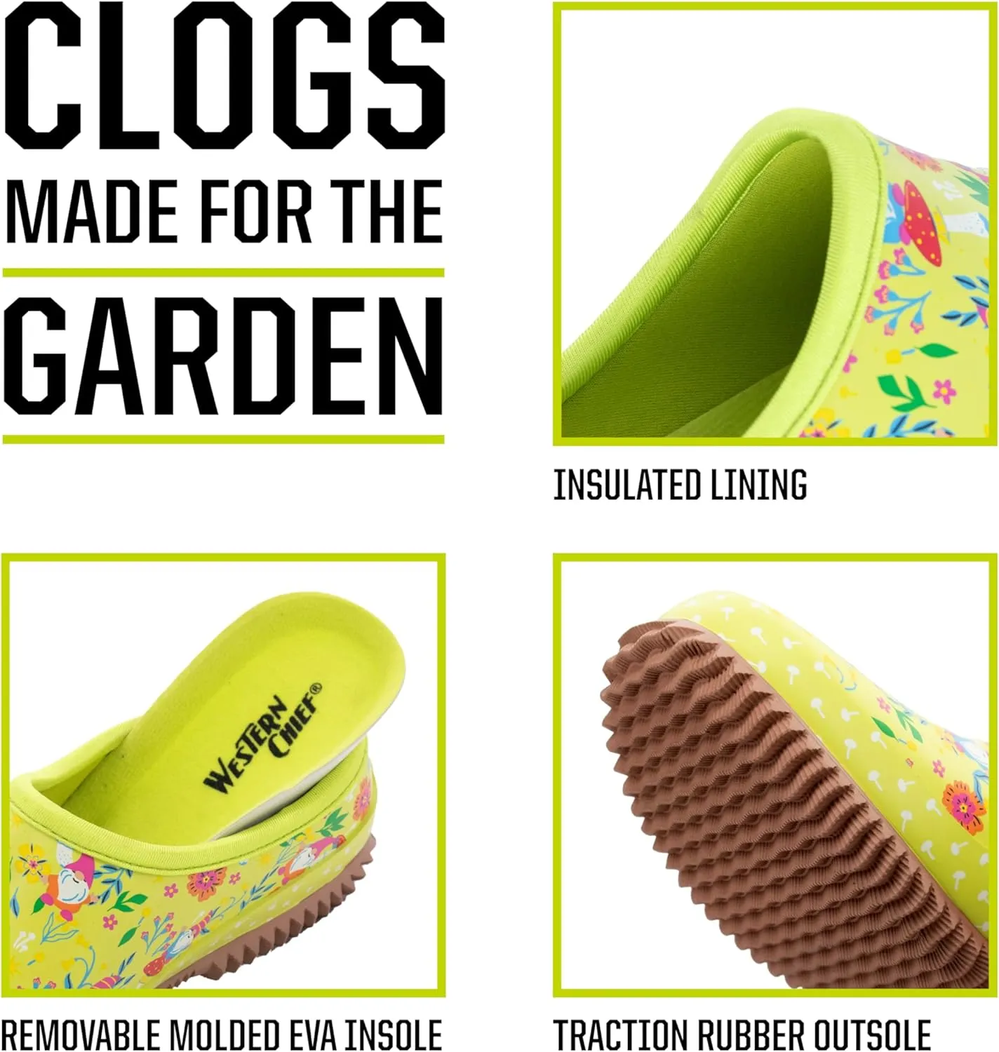 Western Chief Womens Waterproof Clog with Neoprene Lining and Rubber Outsole - Perfect for Garden and Outdoor Wear