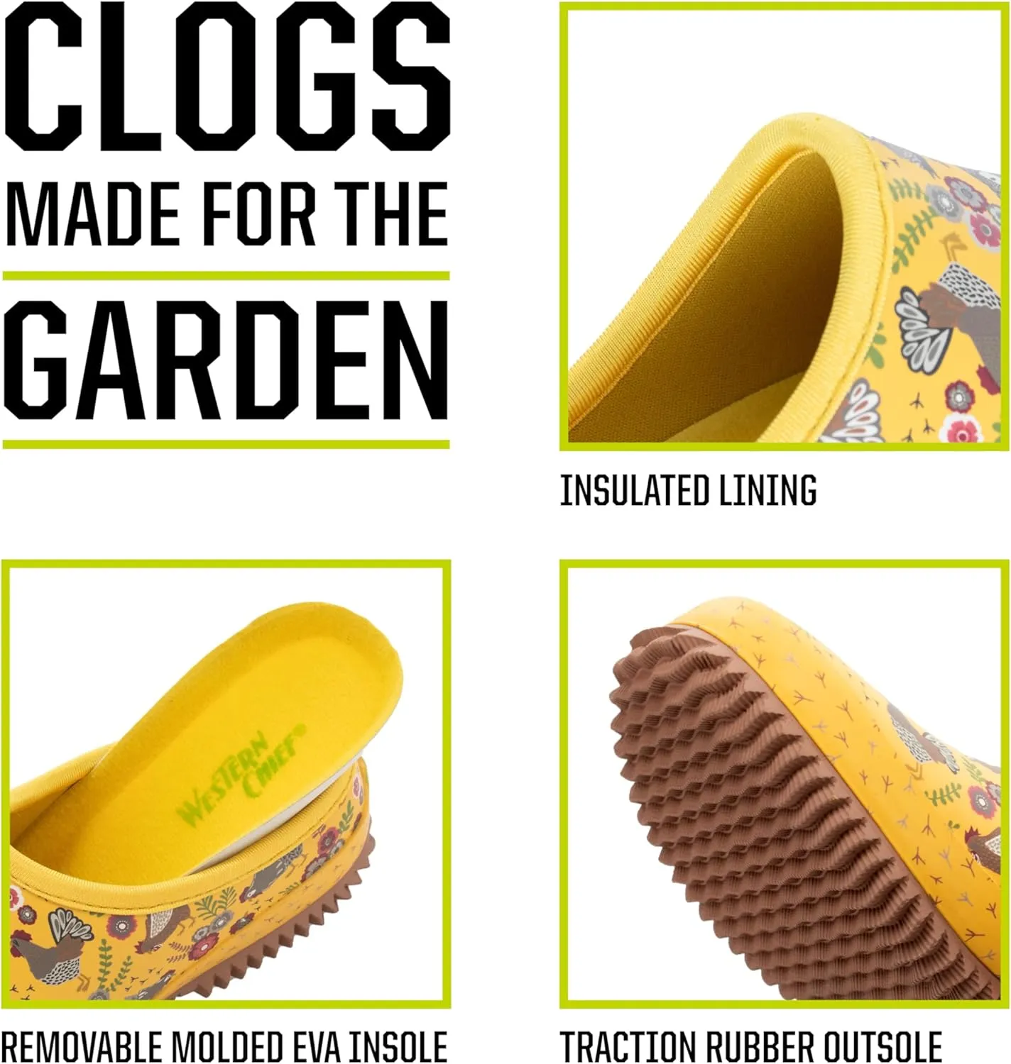 Western Chief Womens Waterproof Clog with Neoprene Lining and Rubber Outsole - Perfect for Garden and Outdoor Wear