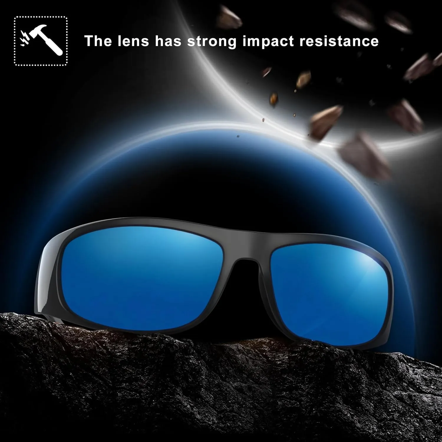 WISTON Wrap Around Sunglasses for Men Women Super Dark Blackout Sunglasses for Sensitive Eyes UV400 Protection W8005