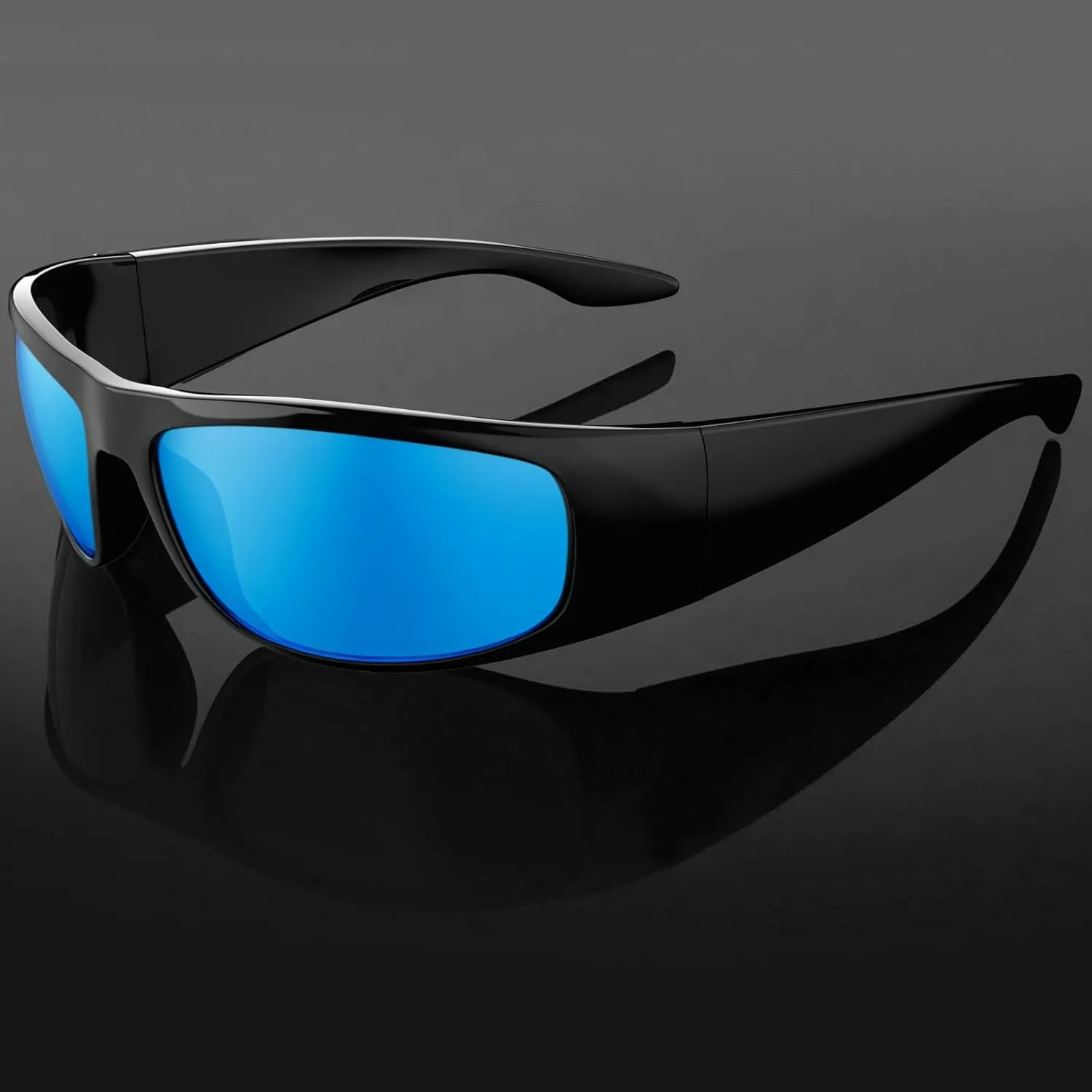 WISTON Wrap Around Sunglasses for Men Women Super Dark Blackout Sunglasses for Sensitive Eyes UV400 Protection W8005