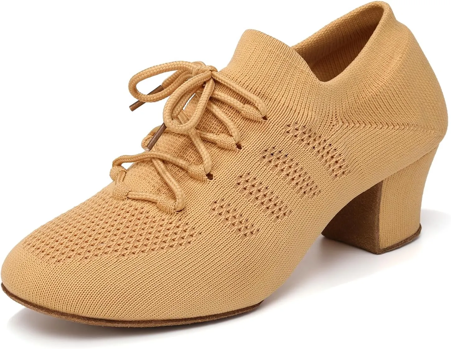 Women's Dance Shoes Practice Close Toe Salsa Ballroom Lace-up Split-Sole Latin Jazz Teaching Shoes