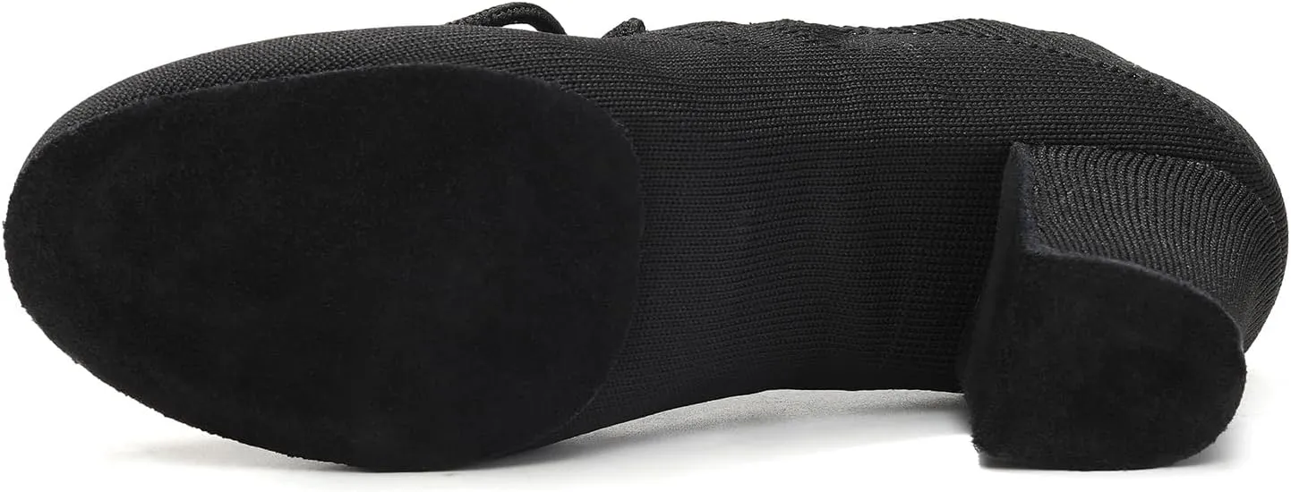 Women's Dance Shoes Practice Close Toe Salsa Ballroom Lace-up Split-Sole Latin Jazz Teaching Shoes