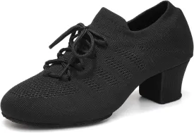 Women's Dance Shoes Practice Close Toe Salsa Ballroom Lace-up Split-Sole Latin Jazz Teaching Shoes
