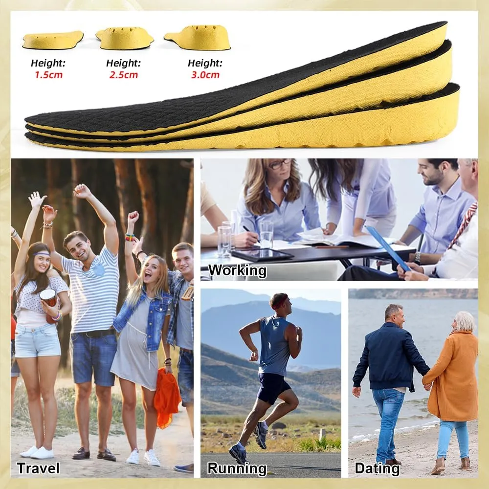 XINIFOOT Soft Breathable Height Increase Sports Shoe Insoles, Elastic Shock Absorbing Mesh Holes Replacement Inserts for Men and Women (3 cm Height, 1 Pair)
