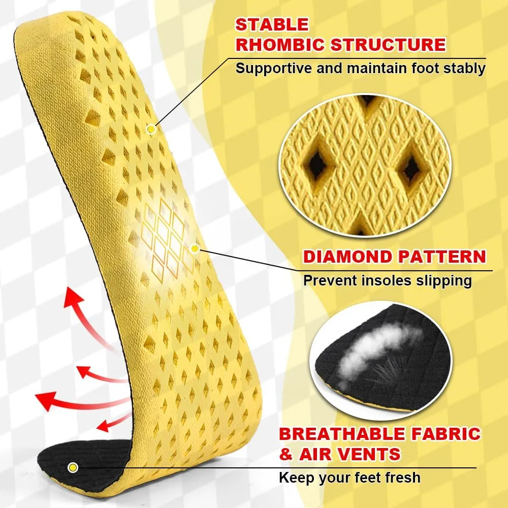 XINIFOOT Soft Breathable Height Increase Sports Shoe Insoles, Elastic Shock Absorbing Mesh Holes Replacement Inserts for Men and Women (3 cm Height, 1 Pair)