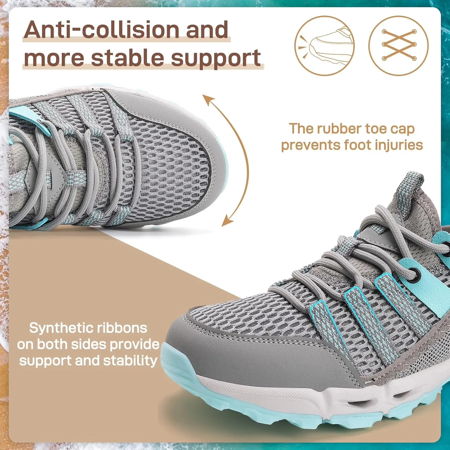 ziitop Womens Hiking Water Shoes for Women Quick Dry Outdoor Sport Sneakers Non Slip Lightweight Breathable Summer Trekking and Walking Climbing Shoe